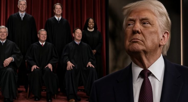 trump with Supreme Court portrait