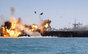 ship explosion at sea