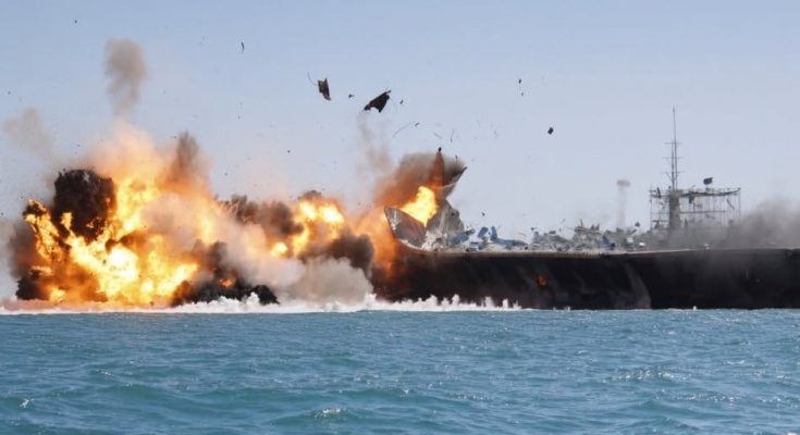 ship explosion at sea