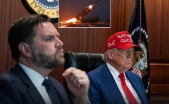 oval Office meeting with missile launch inset